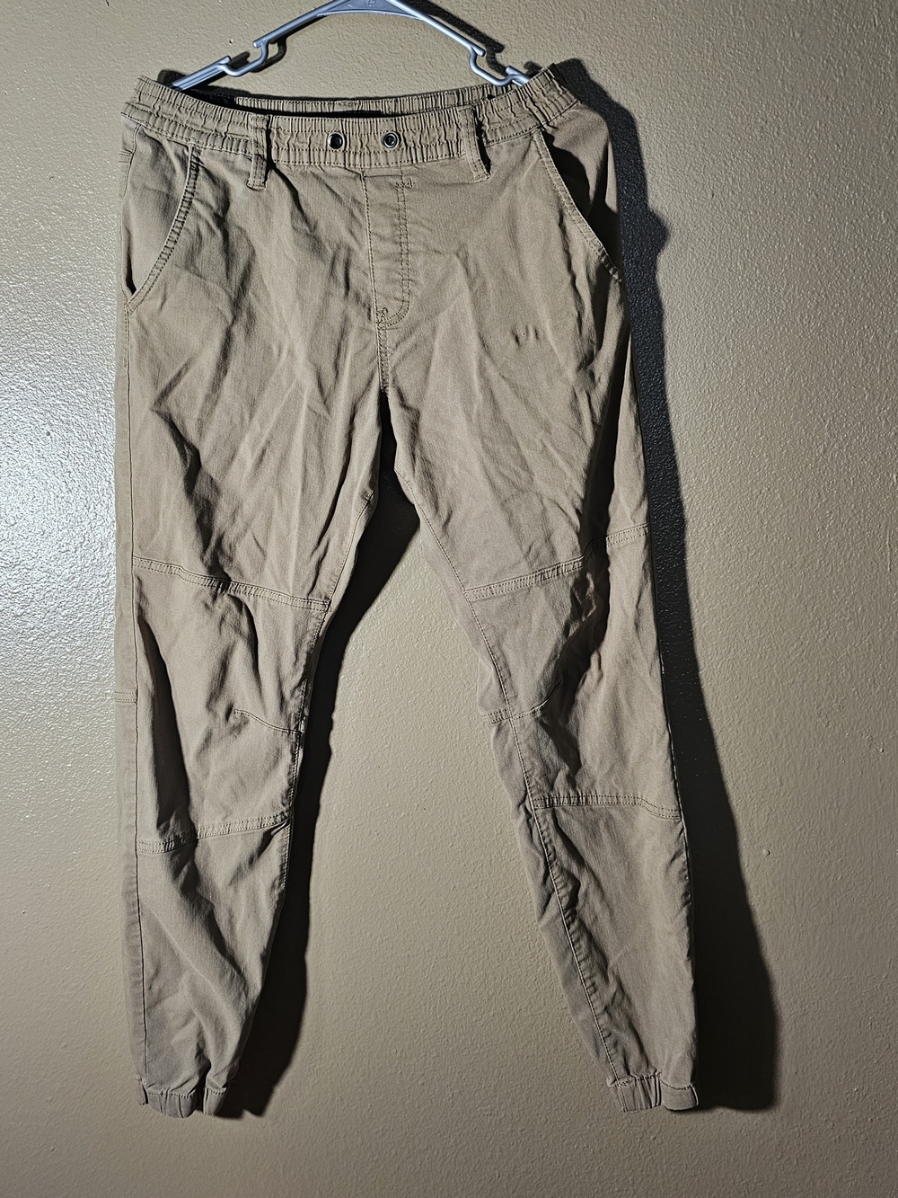 Men's Lightweight Stretch Khaki Chinos - Elastic Waist Size Medium